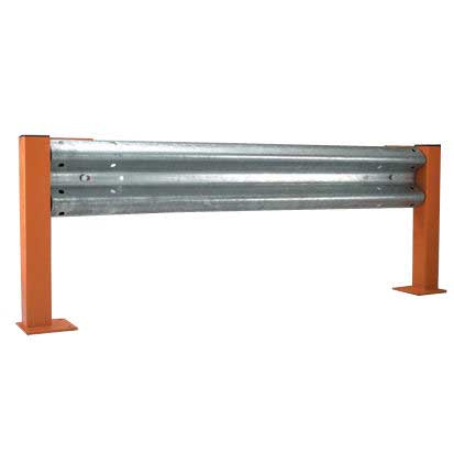 Heavy-duty  steel barrier rail with orange posts - 1250 - 2500mm long