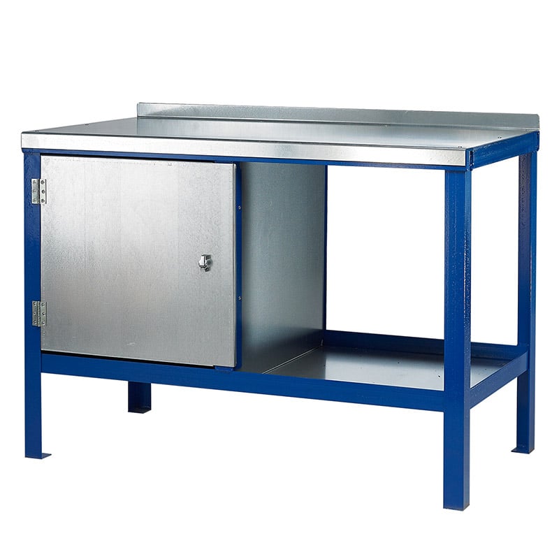 1000kg workbench with galvanised steel top and cupboard