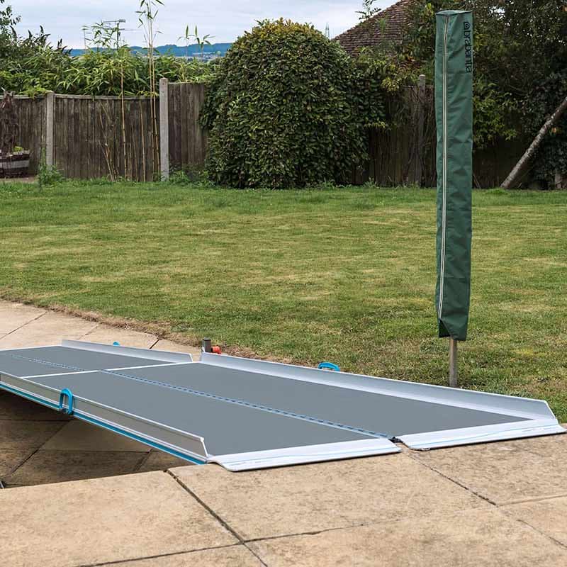 High rise ramp used over steps in garden