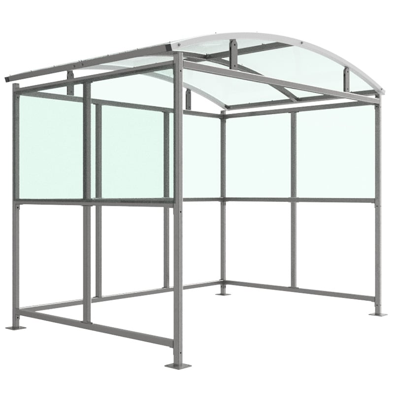 Inglewood galvanised steel smoking shelter - 3m deep