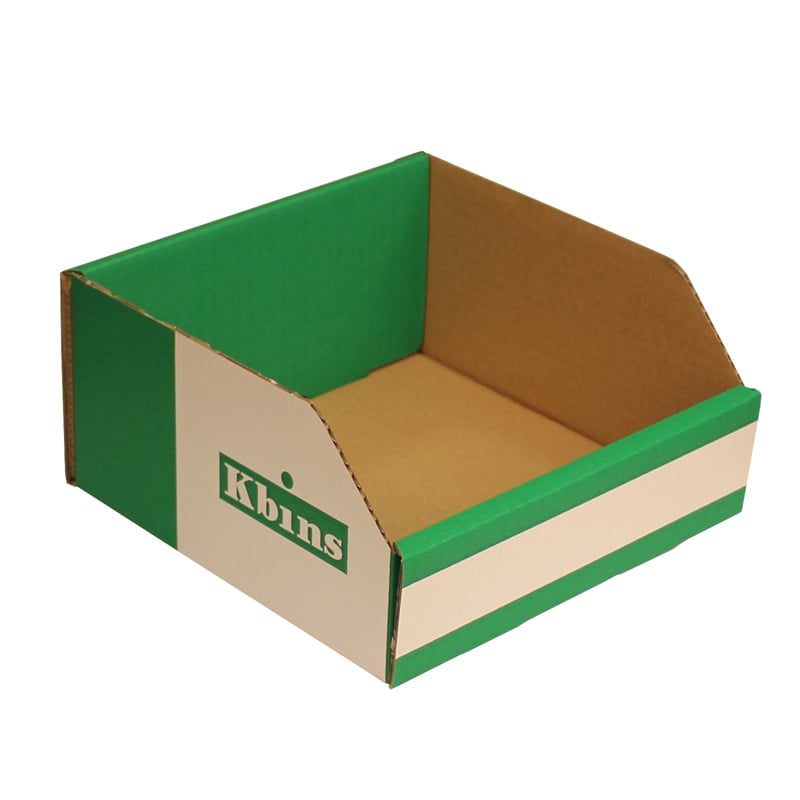 K Bins A-range open-front fibreboard shelf bins