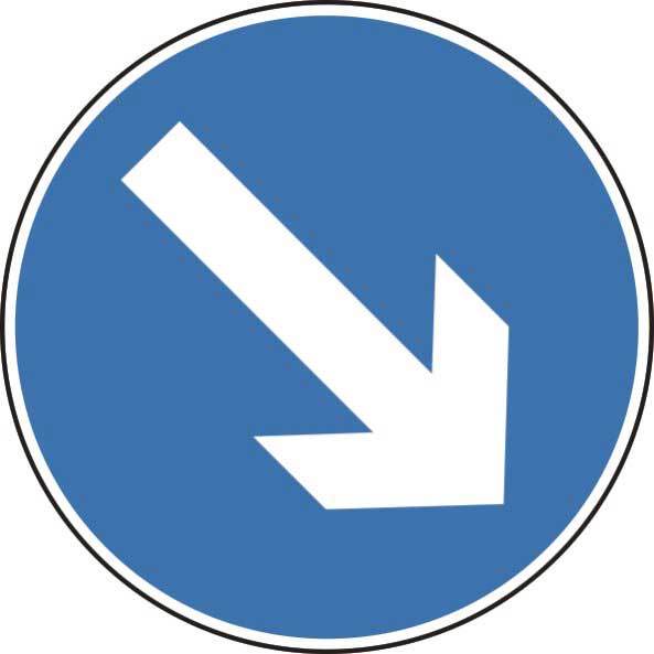 Keep Right roll-up road sign
