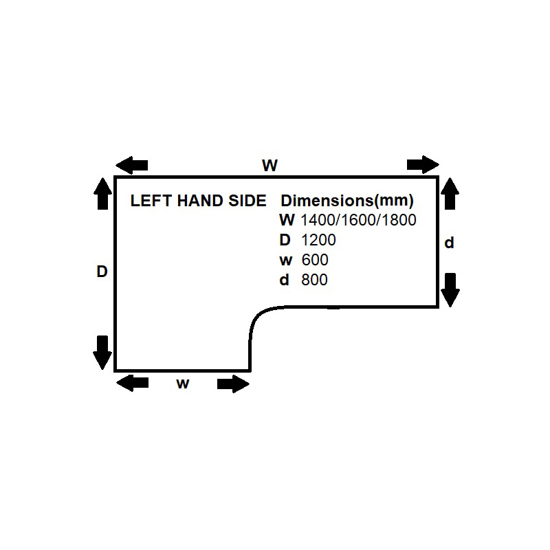 Left hand ergonomic desk dimensions