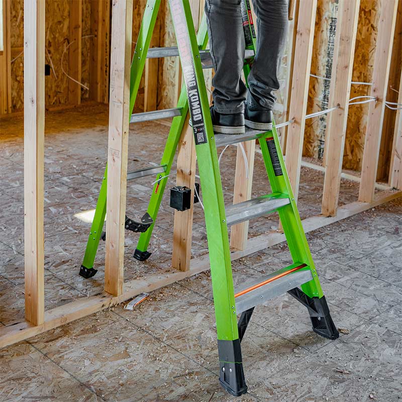 Little Giant King Kombo ladder fits between standard stud wall uprights