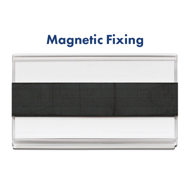Magnetic fixing on back of racking label holder