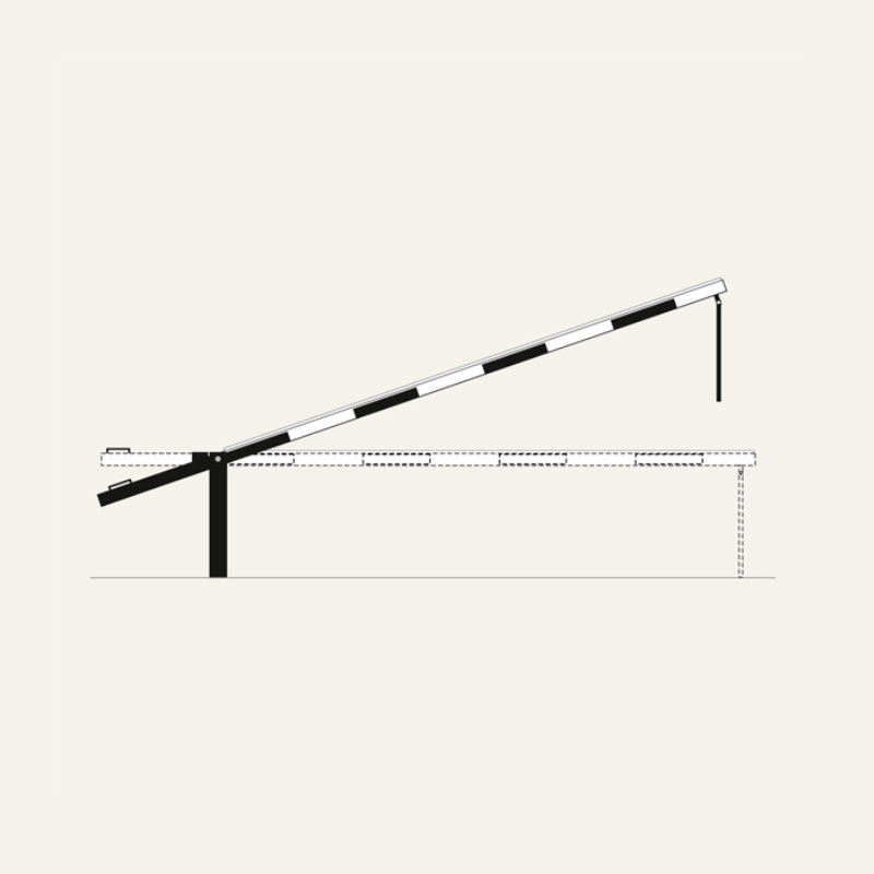 Manually operated counterweight barrier with rising support post