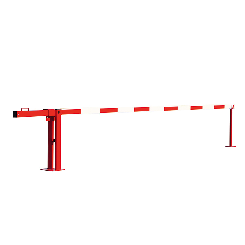 Counter-balanced rising boom barriers with fixed resting post