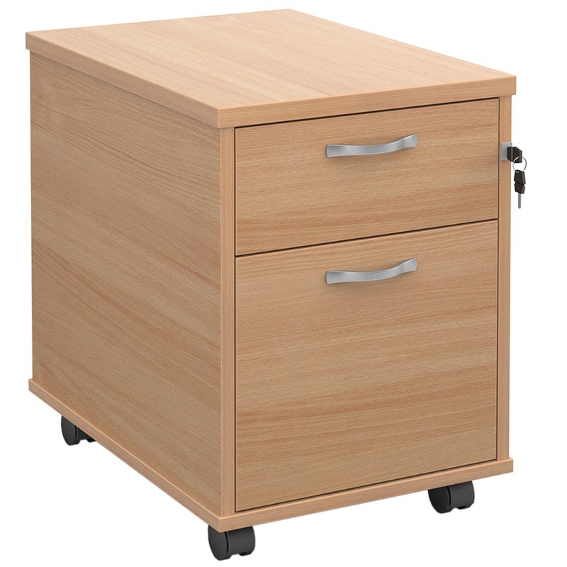 Beech-effect mobile desk pedestal drawer unit