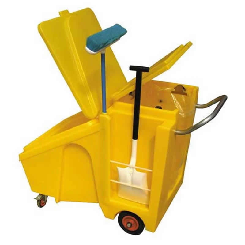 Mobile grit bin, loaded with shovel and broom (not included)