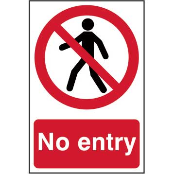 No entry sign with large logo