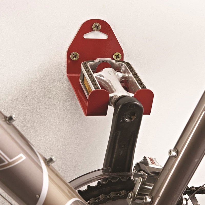 Pedal-hung bike wall hook