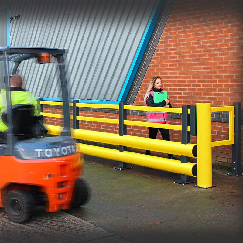 Double polymer bumper barrier - safety yellow and grey