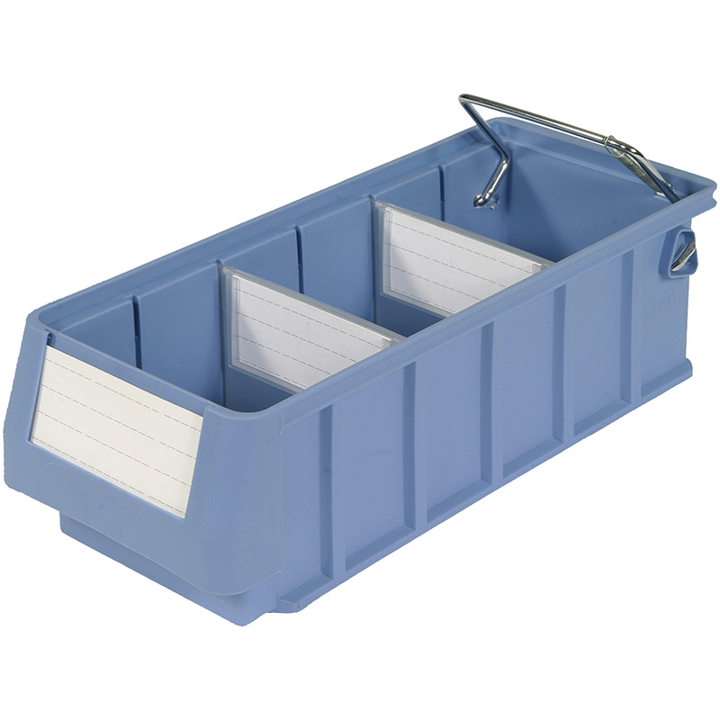 Plastic shelf tray with spring loaded safety stop