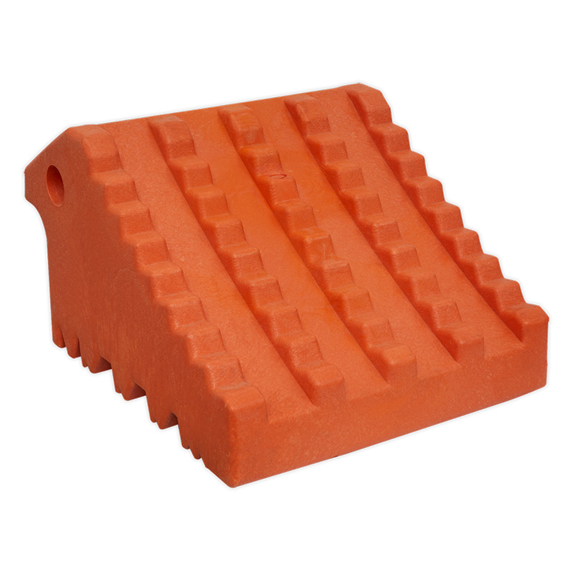 Orange polyurethane wheel chock