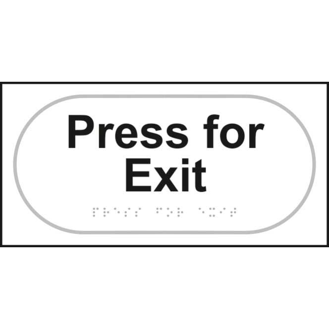 Press For Exit Taktyle Braille Sign