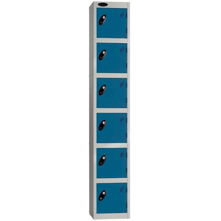 Probe 6-door metal locker with blue doors and silver-grey carcass