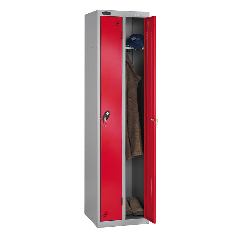 Probe twin-door metal locker - grey carcass red doors