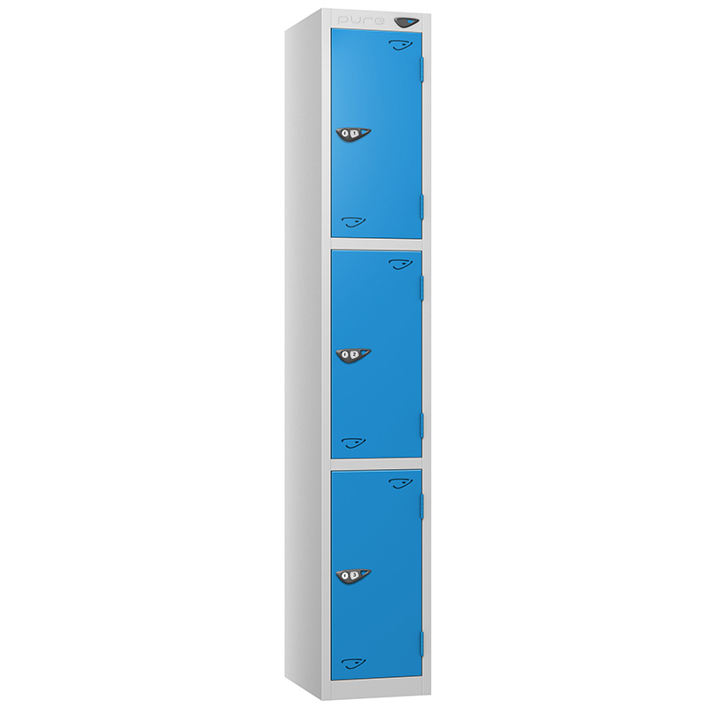 Pure 3-door locker with cobalt blue doors