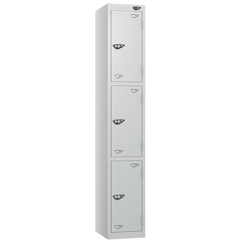 Pure 3-door locker with silver doors