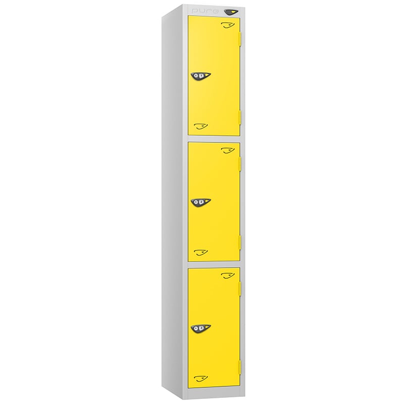 Pure 3-door locker with yellow doors