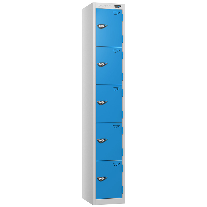 Pure 5-door locker with cobalt blue doors