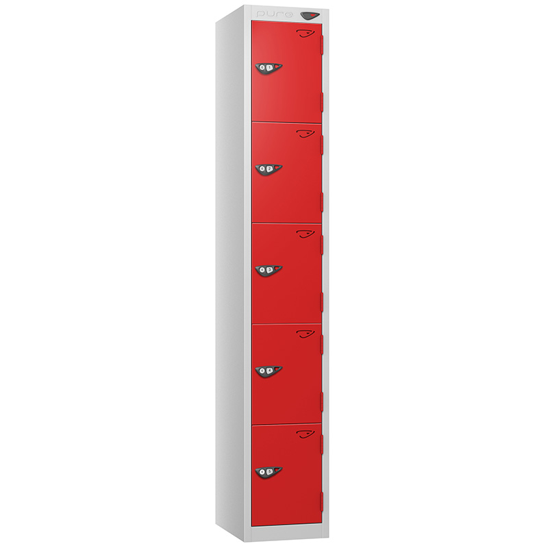 Pure 5-door locker with flame red doors
