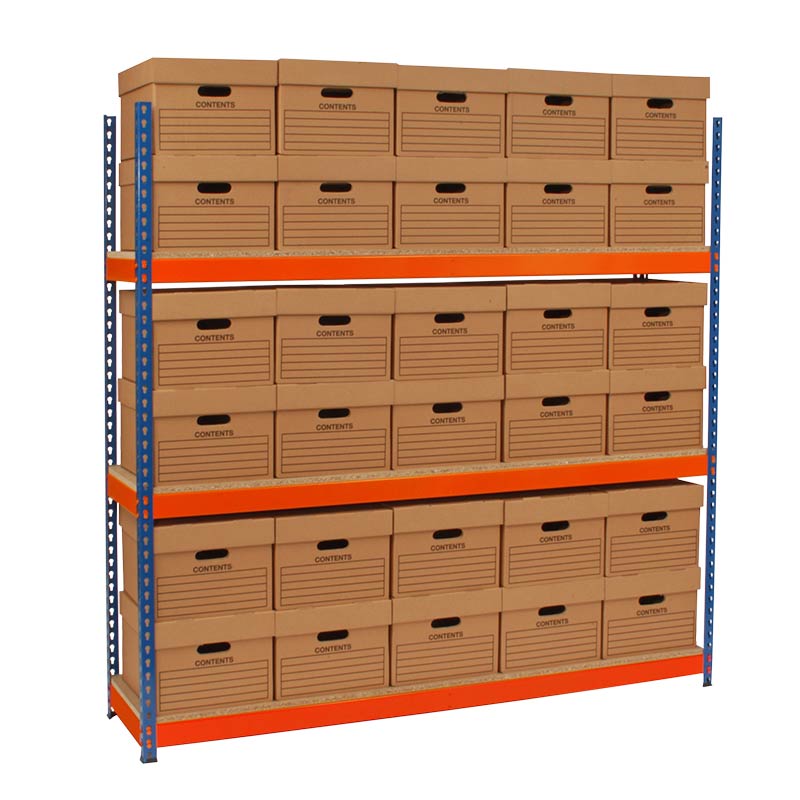 1830 x 1830 x 457mm racking with 30 archive storage boxes