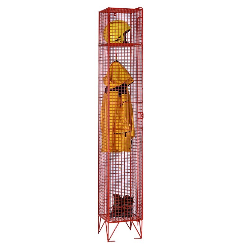 Red wire mesh single locker