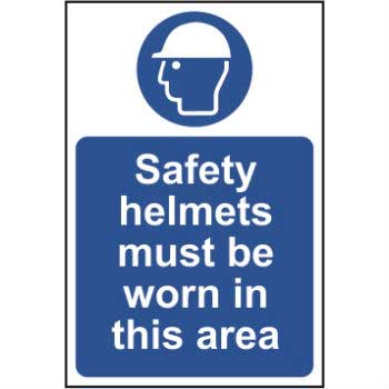 Safety Helmets Must Be Worn In This Area Sign