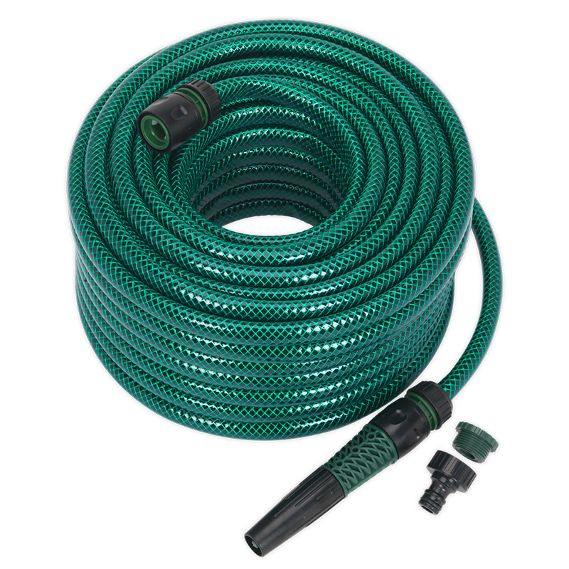 Green Hose Pipes with Nozzle - 15m, 30m & 80m