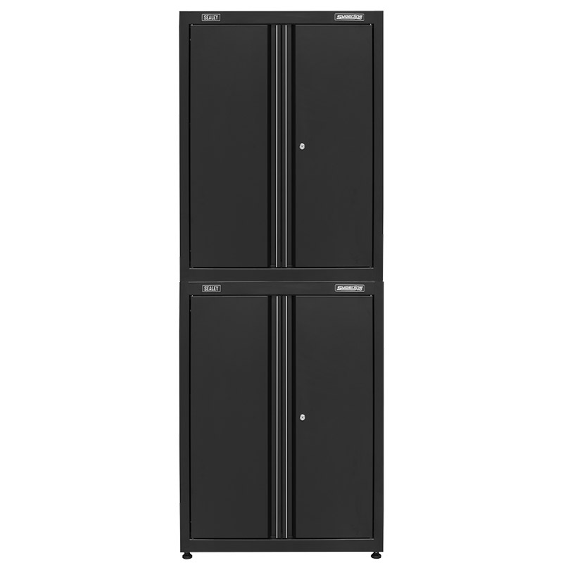 Sealey Superline Pro black steel cabinets stacked