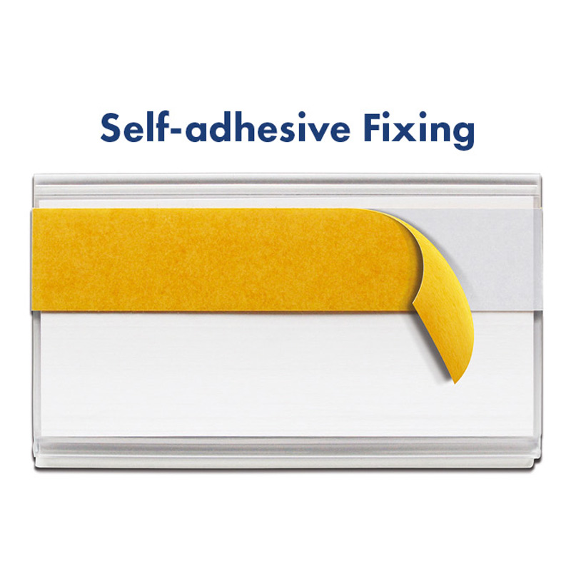 Self-adhesive backing on racking label holder