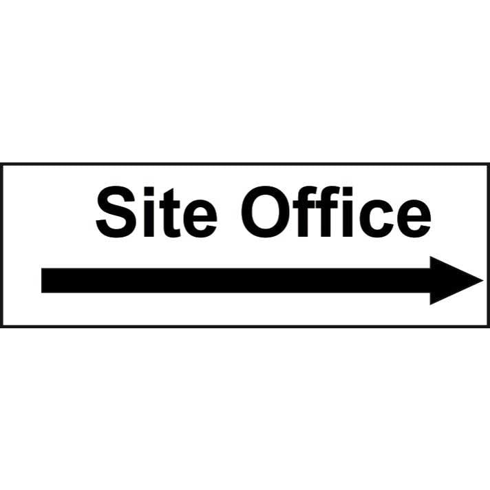 Site office sign with right directional arrow