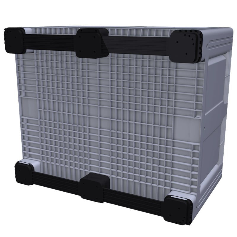 Solid plastic box pallet with 2 forklift skids