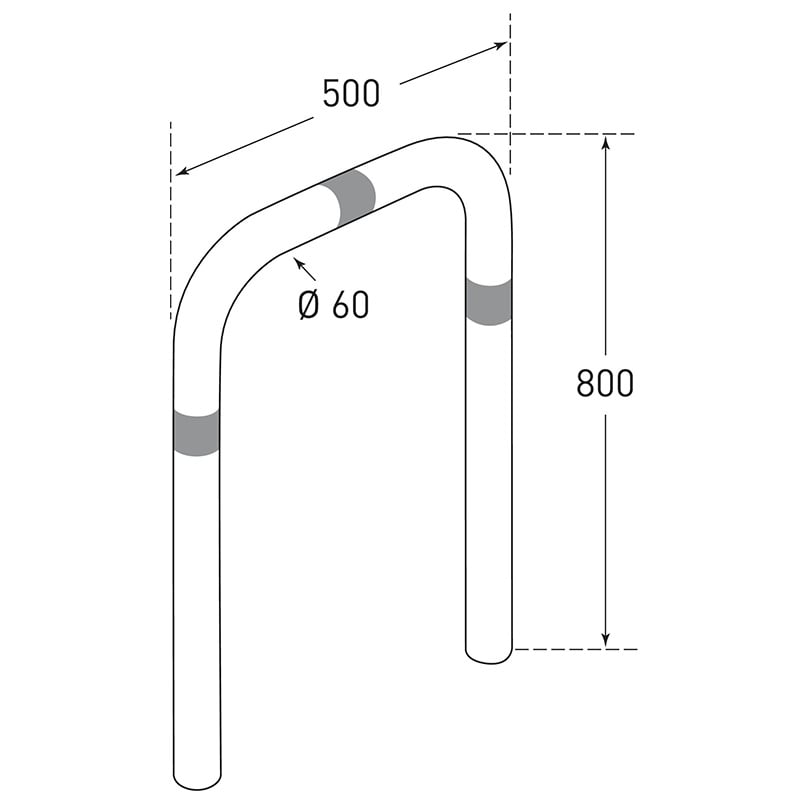 Sub-surface-fix 800 x 500mm electric vehicle charging point impact protection guard - technical specification