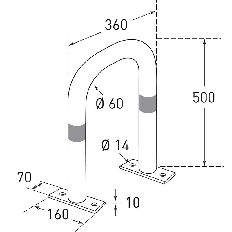 Surface-fix 500 x 360mm electric vehicle charging point impact protection guard - technical specification