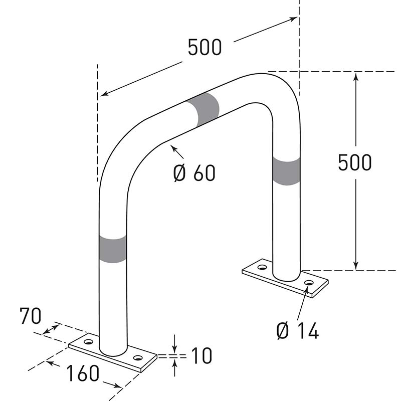 Surface-fix 500 x 500mm electric vehicle charging point impact protection guard - technical specification