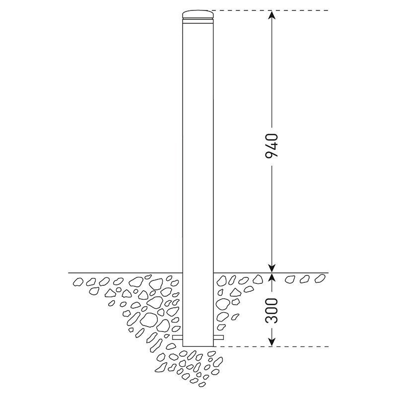 Tetbury City Bollard sub-surface fixing for permanent bollard 90 x 1240mm