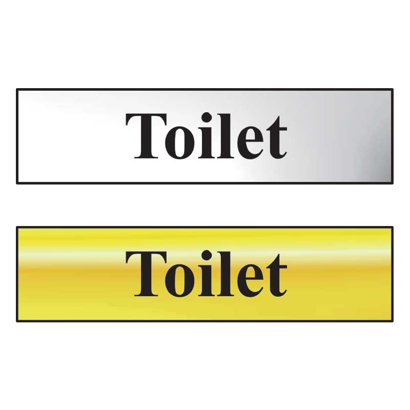 Toilet Mini Sign in Chrome and Gold, 200 x 50mm with FAST Delivery