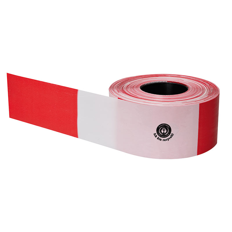 TRAFFIC-LINE red and white striped recycled barrier tape - 500m roll