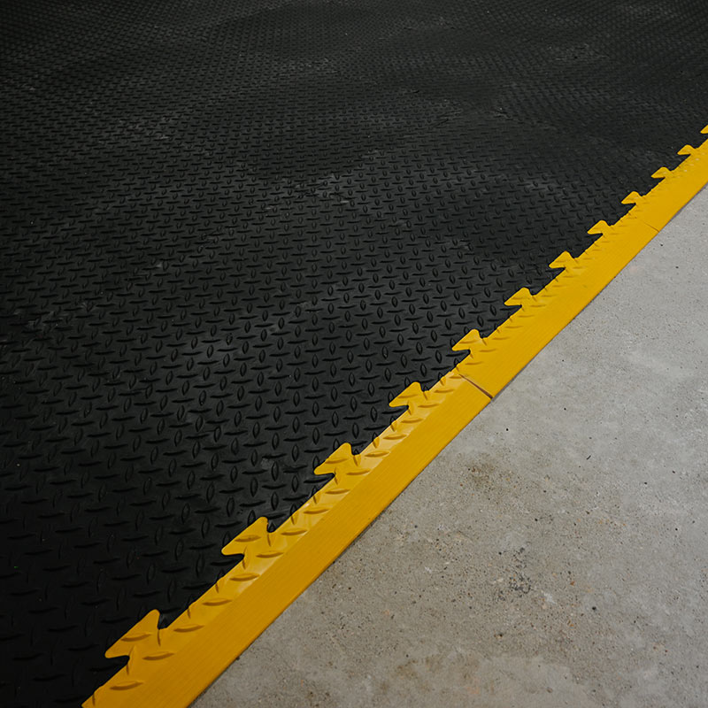 Tuff-Tile diamond top interlocking recycled industrial flooring