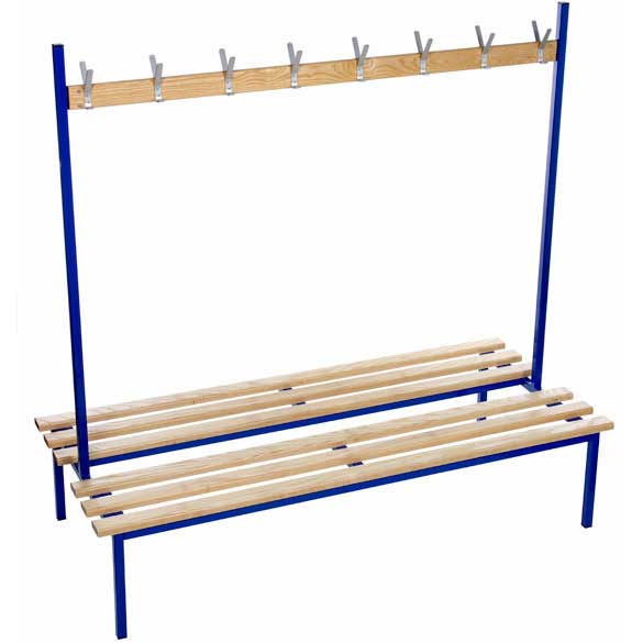 Benchura Evolve double-sided changing room bench with coat rail