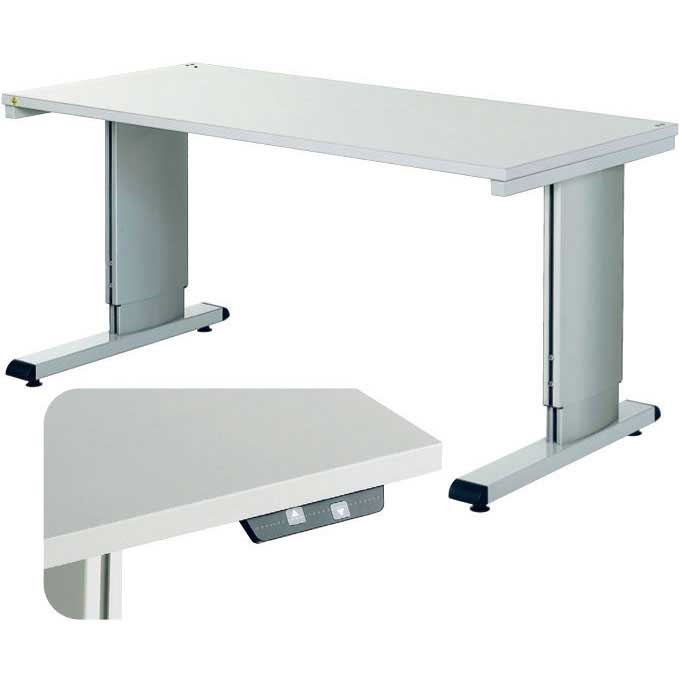 Height adjustable cantilever bench with electric motor