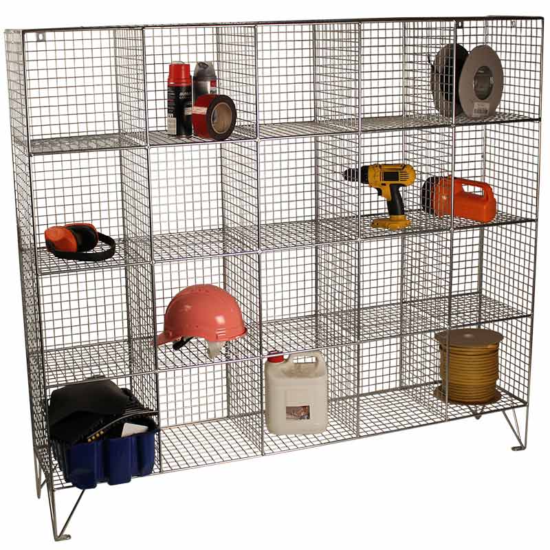 Open Front Wire Mesh Multi Compartment Lockers
