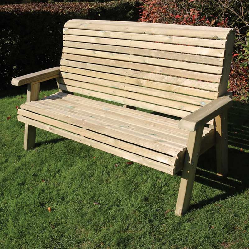 Wooden bench with lumbar support