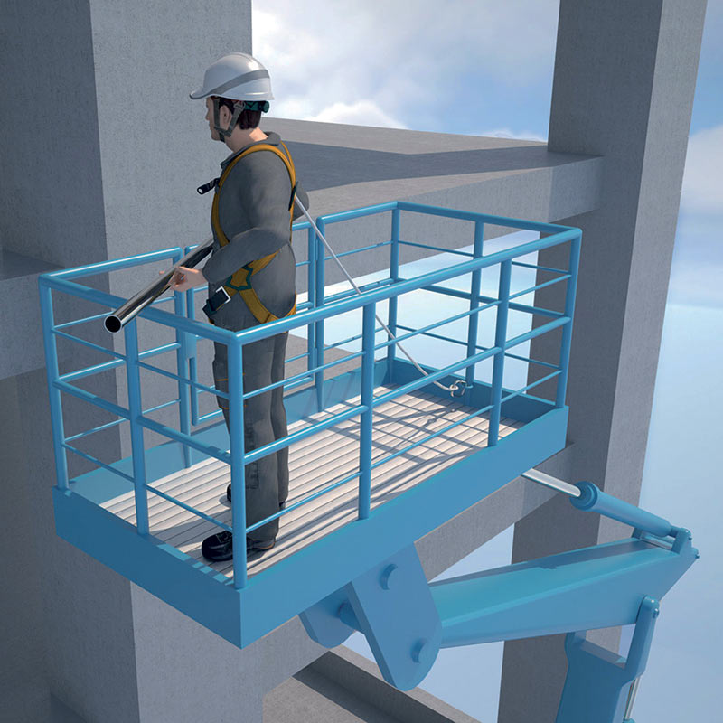working at height safety harness in use