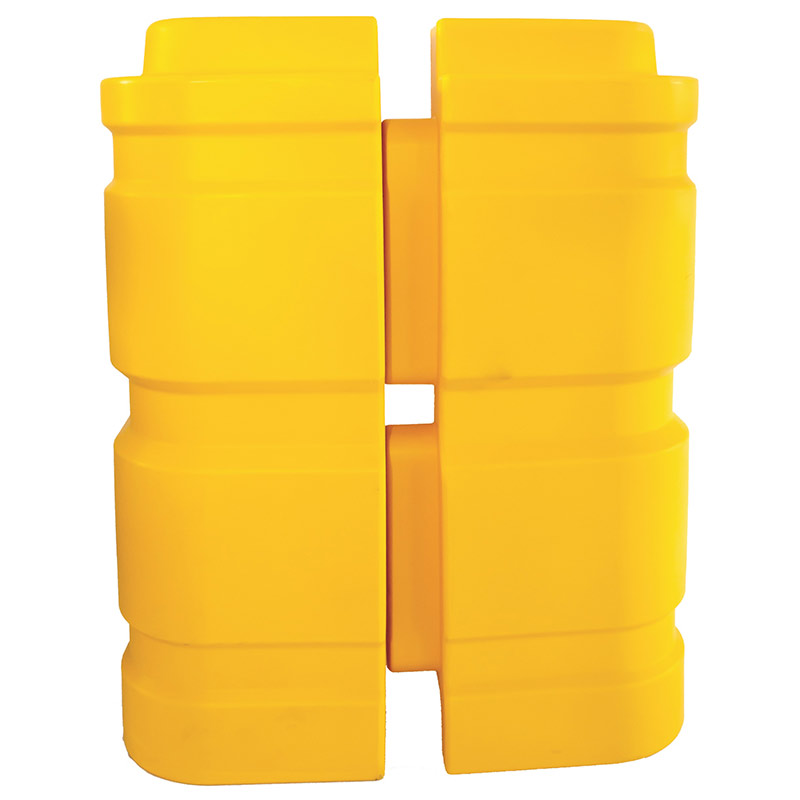Yellow polyethylene column protectors that slot together
