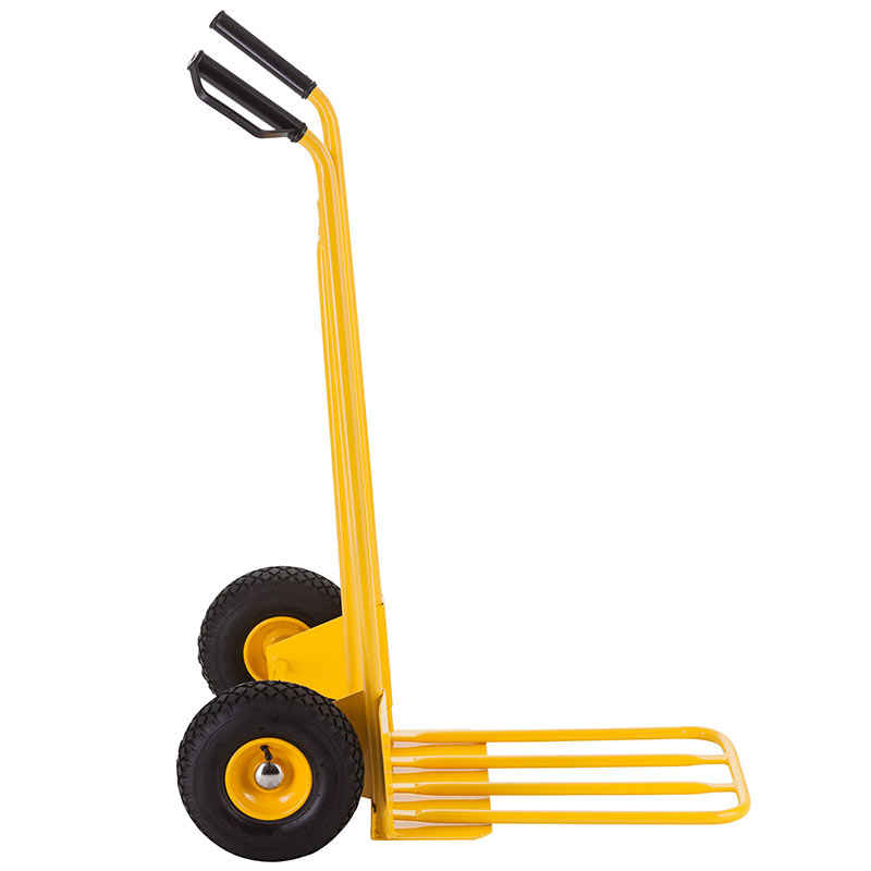 Yellow steel sack truck with dual toeplate