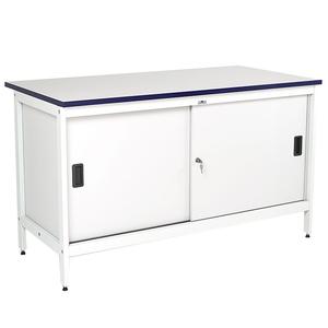 Contract Postroom Bench with Sliding Locking Doors