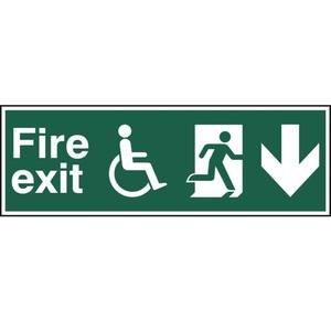 Disabled Fire Exit Running Man Arrow Down Sign